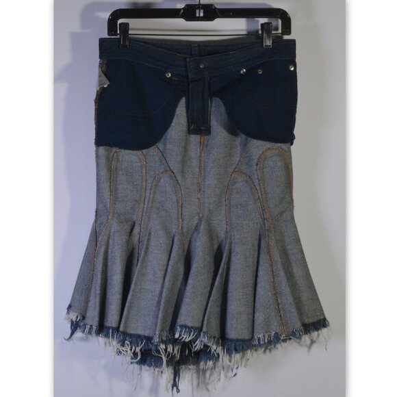 NWOT Alexander McQueen Deliverance Collection Denim Jeans Skirt Size 38 - Picture 3 of 6